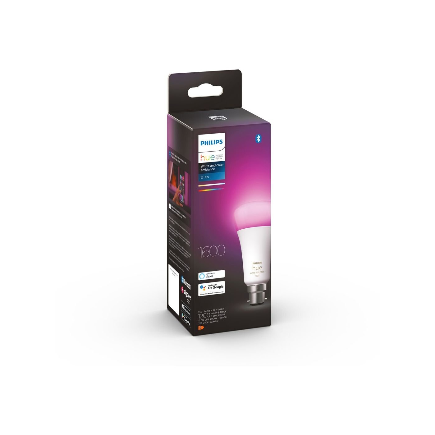 Philips 15W A67 1600lm White And Colour Hue Ambiance LED B22 Globe - 1 Pack