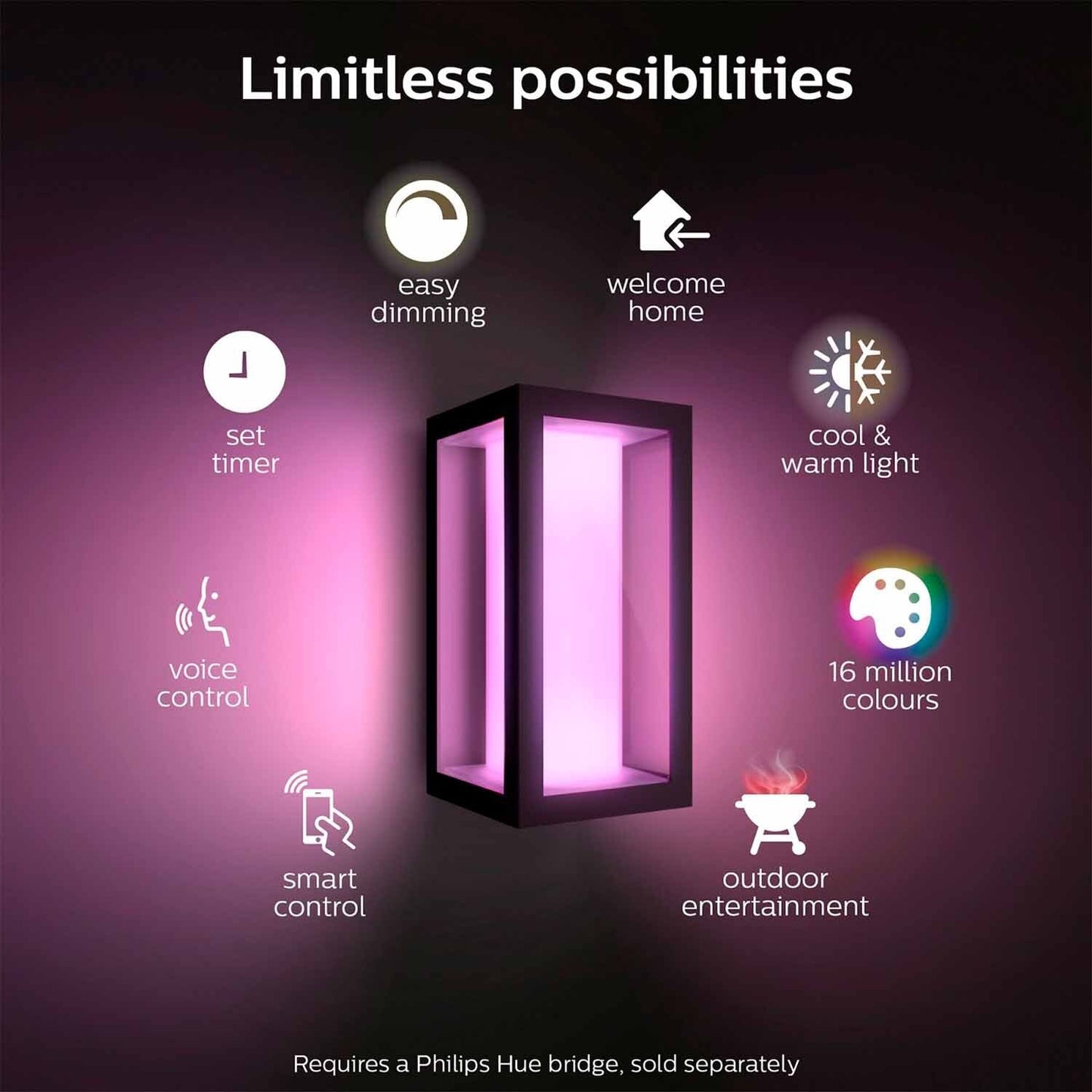 Philips Hue Impress Smart Outdoor Wall Light 8 Watt White and Colour Ambiance