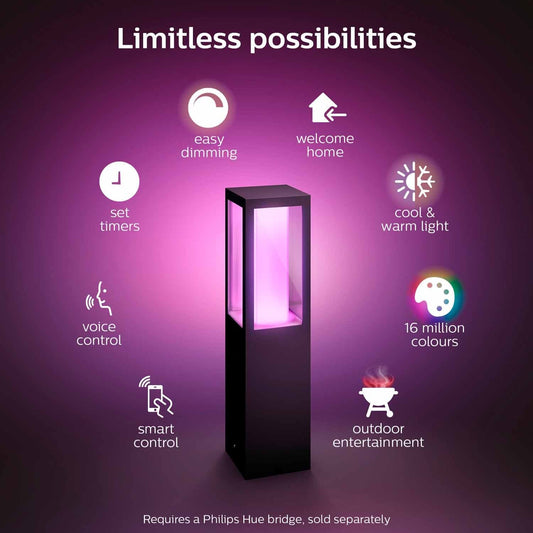 Philips Hue Impress Smart Outdoor Pedestal Light Base Kit – 8W White & Colour Ambiance