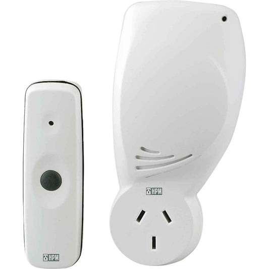 HPM Wireless Plugin Door Chime 70m Range White