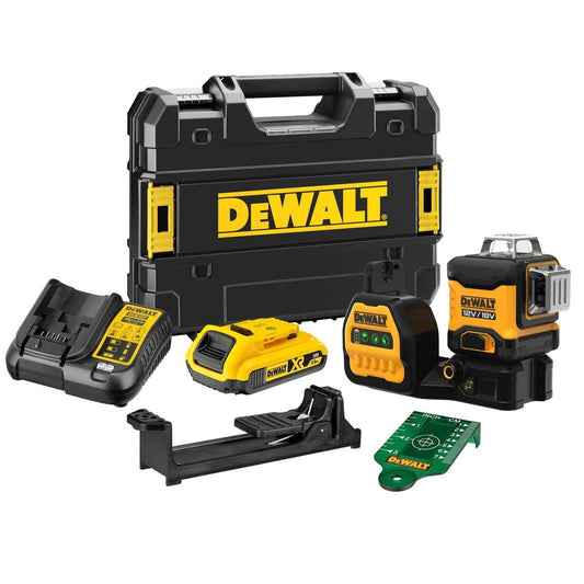 DeWALT 18V 2.0Ah Li-ion Cordless 3 x 360° Green Beam Multi-Line Laser Kit