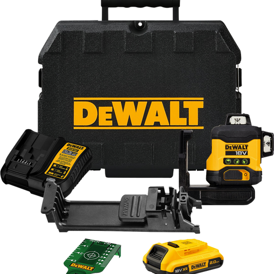 DeWALT 18V Li-ion XR Compact 3 x 360° Green Beam Multiline Laser Combo Kit