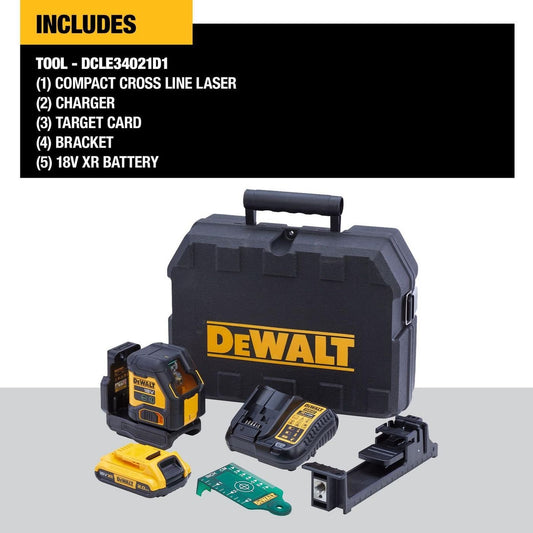 DEWALT 18V Green Cross Line Laser Kit - DCLE34021D1-XE